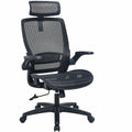 Lorell Lanser All-Mesh Chair with Flip-Up Arms, Black, LLR63211