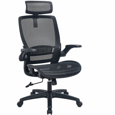 Lorell Lanser All-Mesh Chair with Flip-Up Arms, Black, LLR63211