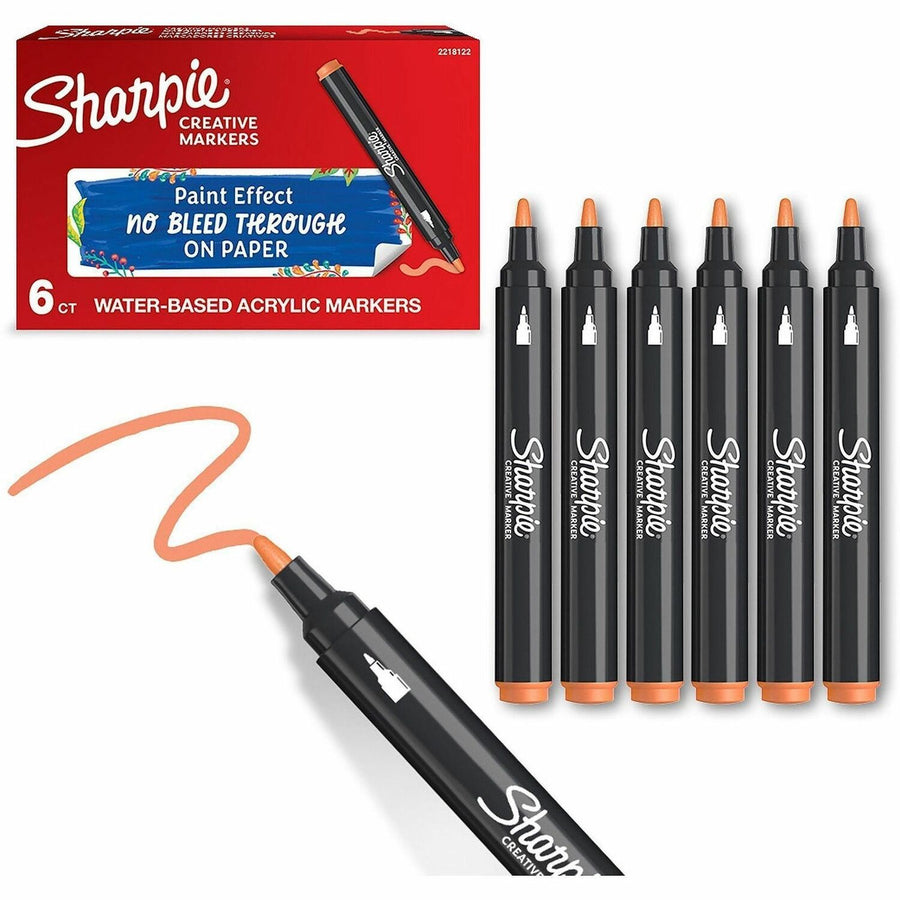Sharpie Creative Markers, Orange, Bleed Resistant Ink, 6 / Box, SAN2218122