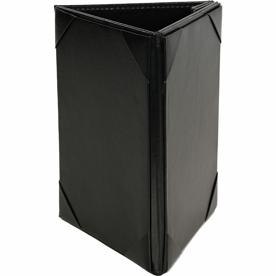 Deflecto Three-Panel Table Tent, Black, Leatherette, Foldable, DEF4442