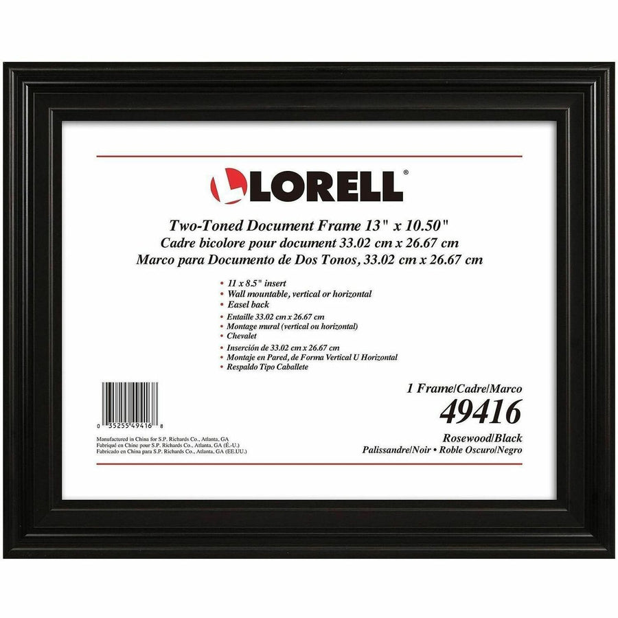 Lorell Two-toned Certificate Frame, Black, LLR49416