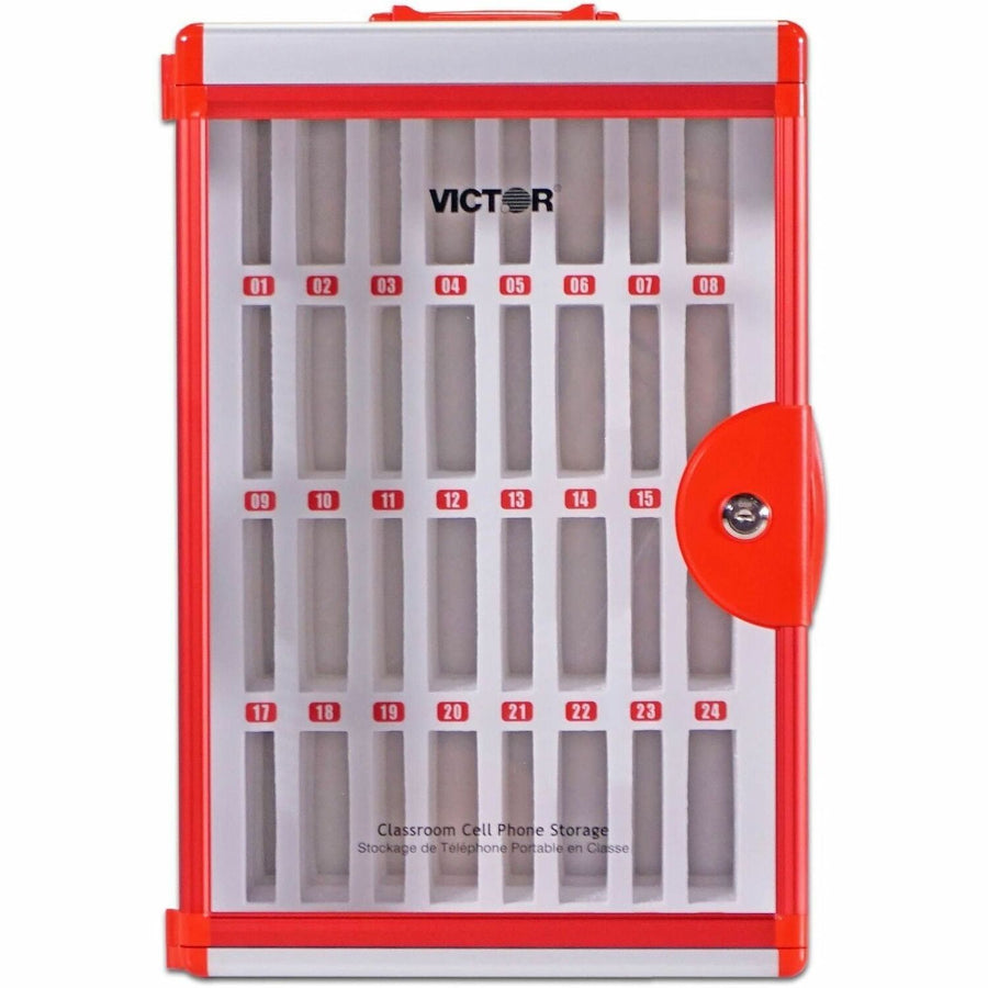 Victor Classroom Cell Phone Locker, 12.4" x 20.7", Red, Aluminum Alloy, Durable, VCTPB032