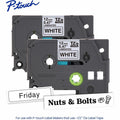 Brother Genuine P-touch TZe2312PK BK on WHT Label Tapes, Laminated, 12mmX8m each, White, 2 Pack, BRTTZE2312PKG