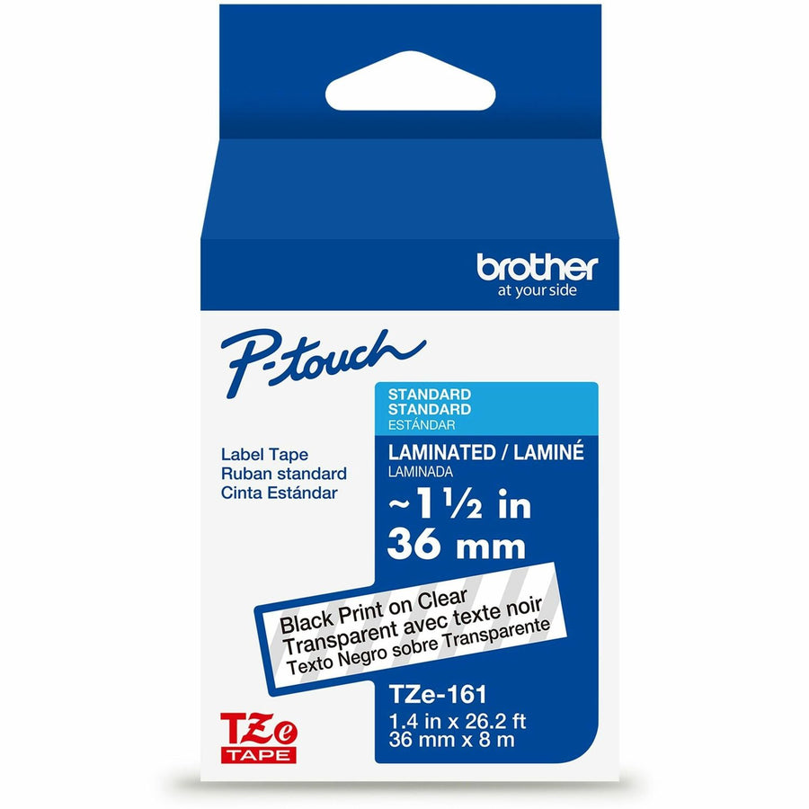 Brother Genuine P-touch TZe161 BK on CLR Label Tape, Laminated, 36mmX8m, Clear, 6EA/BX 4BX/CT — view 1