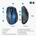 ACCO Kensington Pro Fit Mid-Size Wireless Mouse Saphire Blue, Sapphire Blue, 1, KMW72421