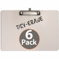 Officemate 83166 Dry Erase Clipboard, Side Clip with Pen Holder, 6pk, White, 9" Width x 12 1/2" Length, 6 Pack, OIC83166