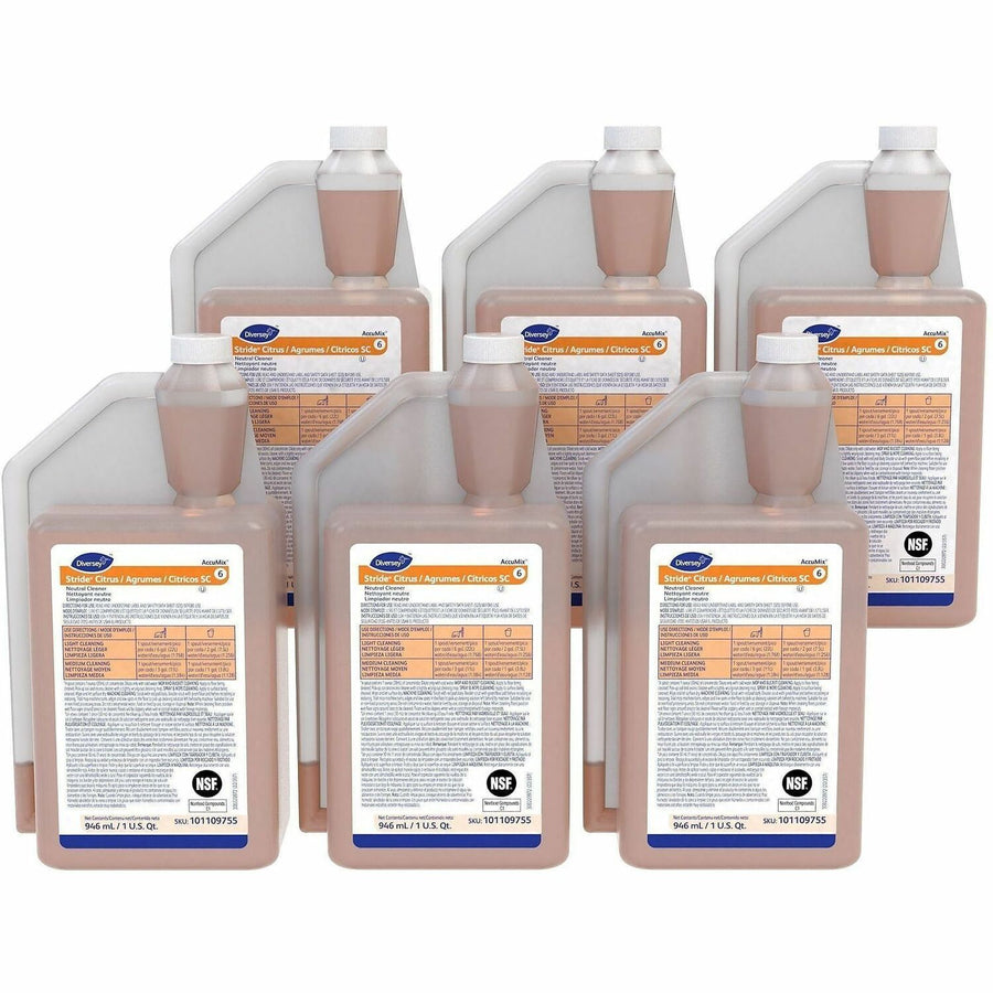 Diversey Neutral Floor Cleaner, Orange, Low Foaming, 6 / Carton, DVO101109755CT