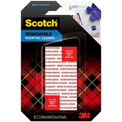 3M Scotch Removable Double-Sided Mounting Squares, White, 1 Pack, MMM108AMSSQ16