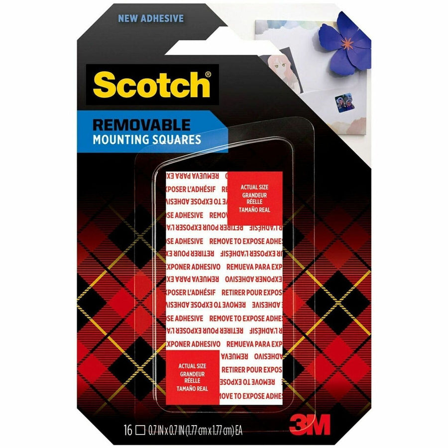 Scotch Removable Double-Sided Mounting Squares, White, 1", Sticky, 1 / Pack, MMM108AMSSQ16