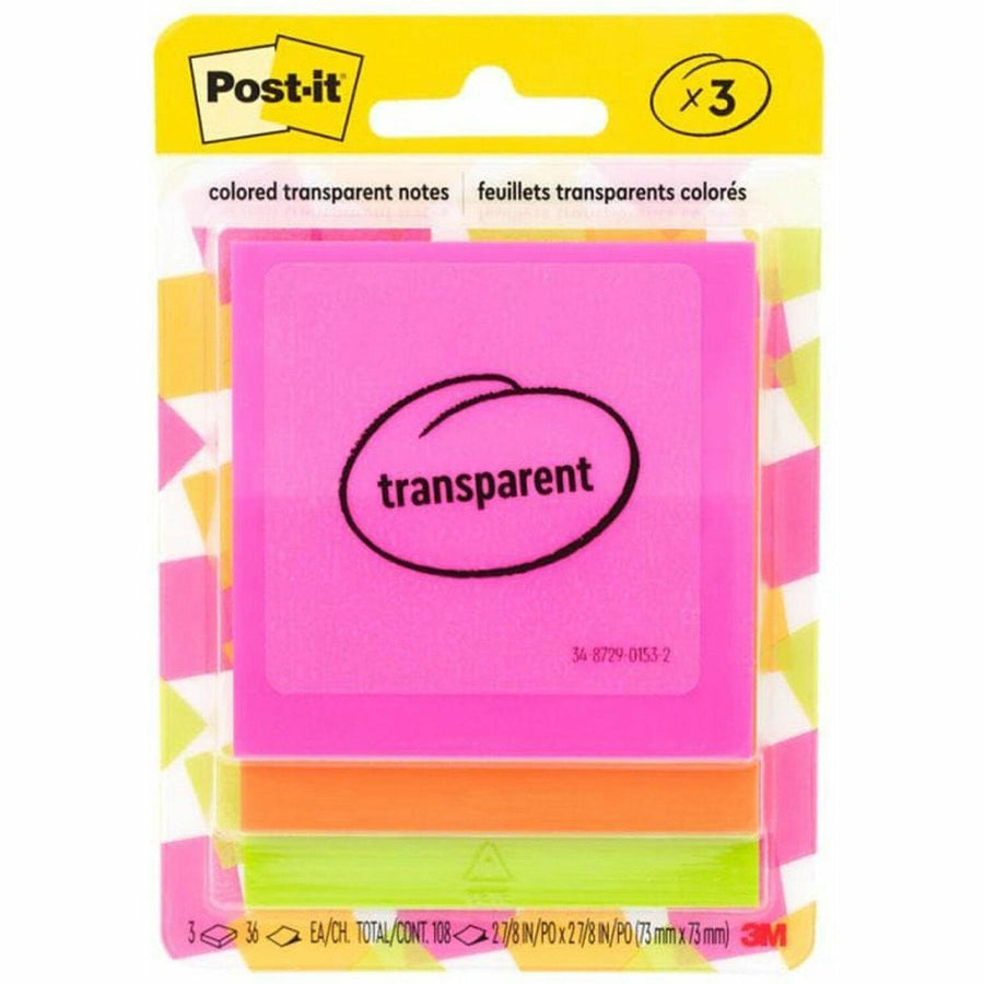 Post-it® Transparent Notes, Orange, Removable, 1 / Pack, MMM6003COL