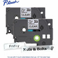 Brother Genuine P-touch TZe1312PK BK on CLR Label Tapes, Laminated, 12mmX8m each, Clear, 2 Pack, BRTTZE1312PKG