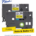 Brother Genuine P-touch TZe6312PK BK on YL Label Tapes, Laminated, 12mmX8m each, Yellow, 2 Pack, BRTTZE6312PKG