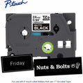 Brother Genuine P-touch TZeM355 WHT on BK Label Tape, Premium Matte Laminated, 24mmX8m, Matte Black, BRTTZEM355G