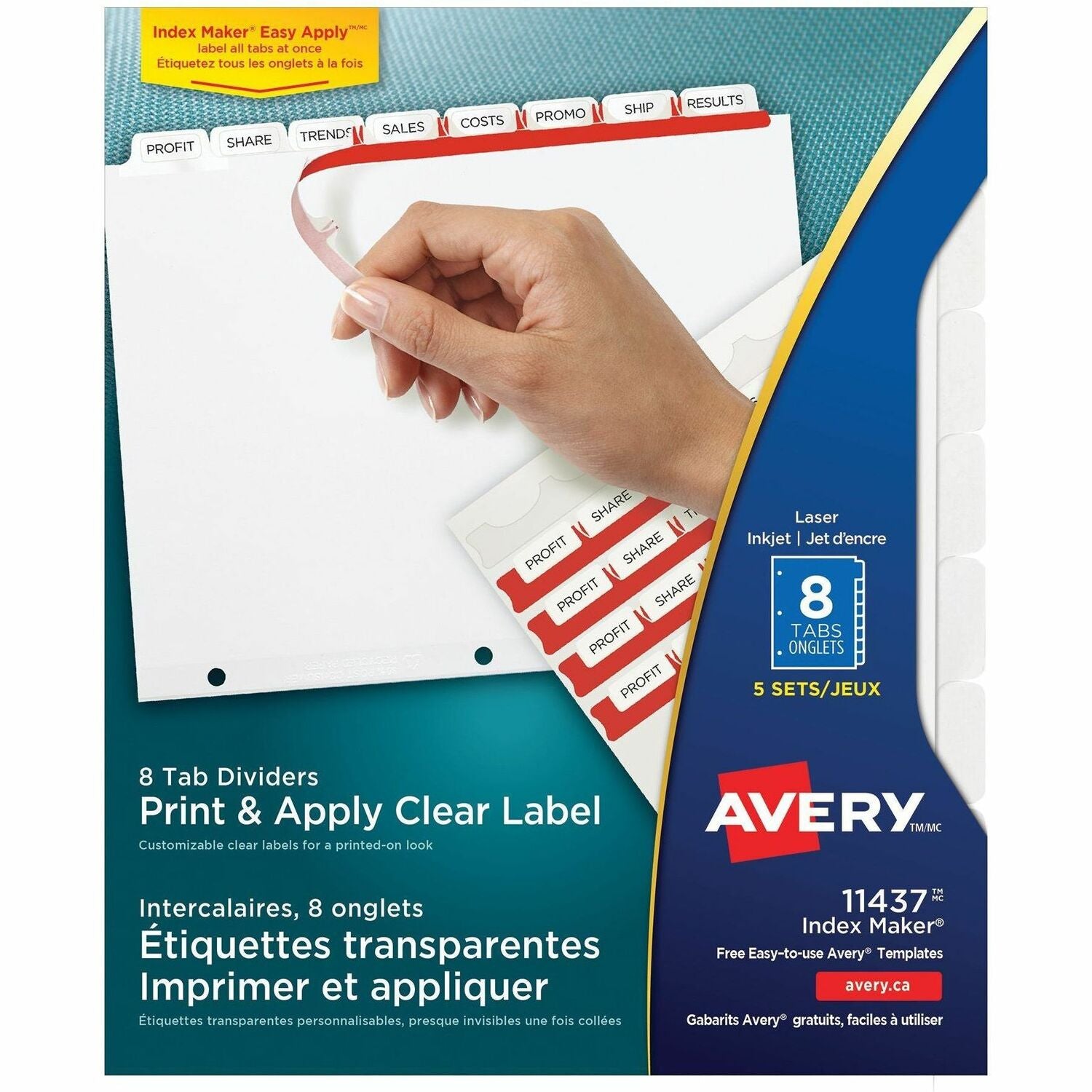 Avery® Print & Apply Clear Label Dividers - Index Maker Easy Apply Label Strip, 1 Pack