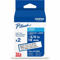 Brother Genuine P-touch TZe2412PK BK on WHT Label Tapes, Laminated, 18mmX8m each, White, 2 Pack, BRTTZE2412PKG