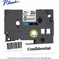 Brother Genuine P-touch TZeSE4 BK on WHT Tamper-Evident Label Tape, Laminated, 18mmX8m, White, BRTTZESE4G