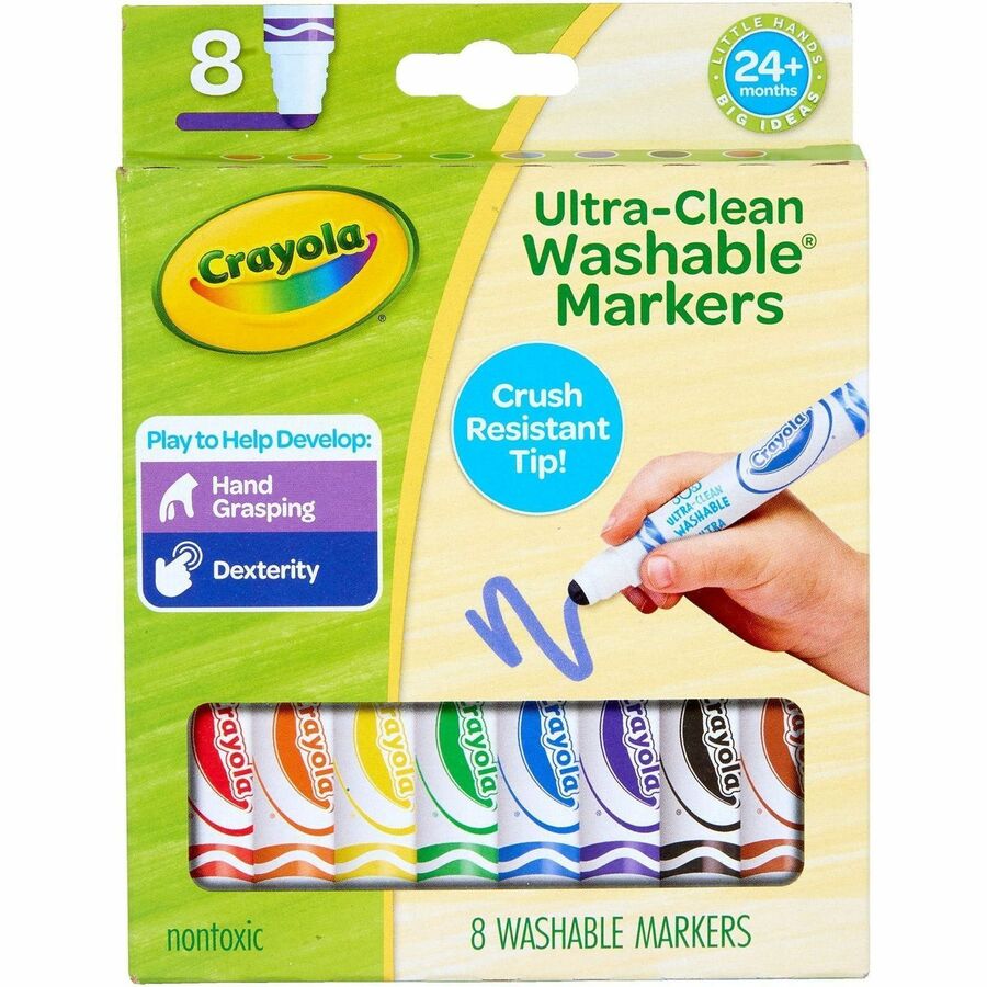 Crayola Crush Resistant Washable Toddler Markers, Non-toxic, 8 / Pack, CYO811548
