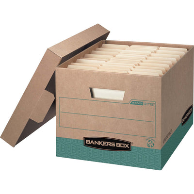 Fellowes Bankers Box Recycled R-Kive File Storage Box, Green, 12 / Carton — view 1