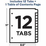 Avery Dividers, 12 Tabs, Ready Index, Multicolor Tabs (11141), 1 Set