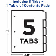 Avery Binder Dividers, 5 Tabs, Ready Index (11130), 1 Set