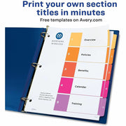 Avery Dividers, 5 Tabs, Ready Index, Multicolor Tabs (11131), 1 Set