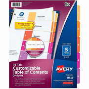 Avery Dividers, 5 Tabs, Ready Index, Multicolor Tabs (11131), 1 Set