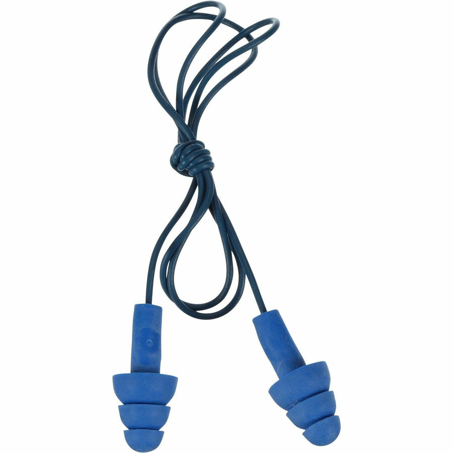 3M E-A-R UltraFit Earplugs, Regular, Blue, Elastomer, Triple Flange, MMM3404007
