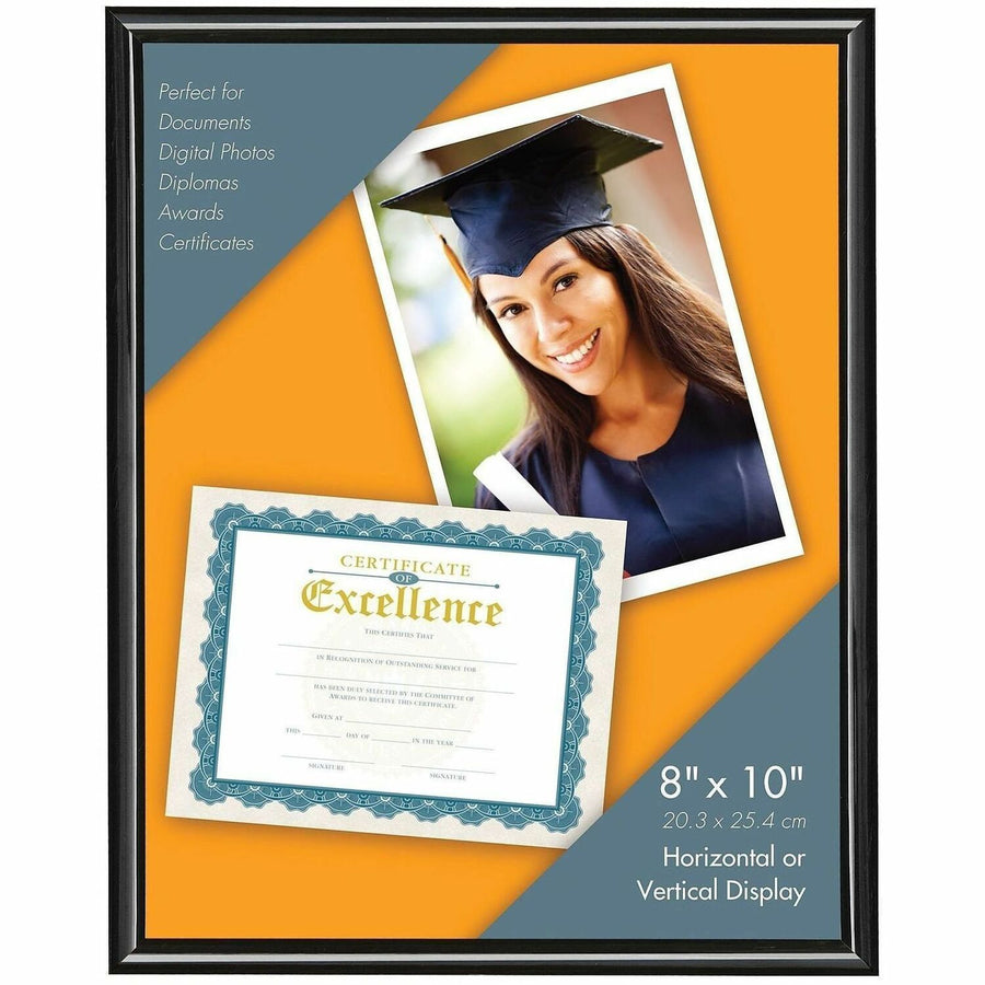 Victory Light 8" x 10" Document Frame, Black, Plastic, Sturdy, VLUVS4503B810B