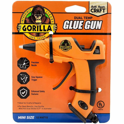 Gorilla Glue Dual Temp Mini Hot Glue Gun, Black, GOR115887