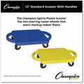 Champion Sports Scooter Set w/Swivel Casters, Yellow, CSIPGH12