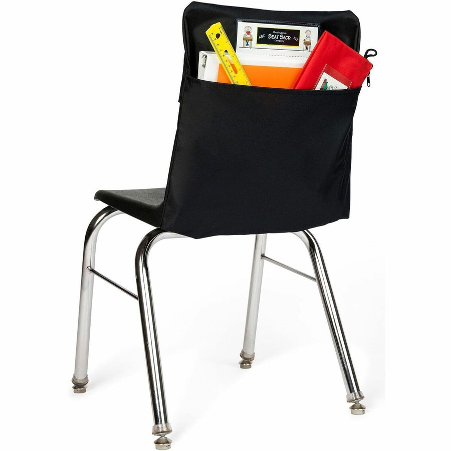 Seat Sack Classroom Pack One-Pocket Seat Sacks, Medium, Black, Poly Cotton, Expandable, SSK30115