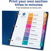Avery Dividers, 8 Tabs, Ready Index, Multicolor Tabs (11133), 1 Set