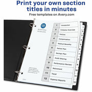 Avery Binder Dividers, 12 Tabs, Ready Index (11140), 1 Set
