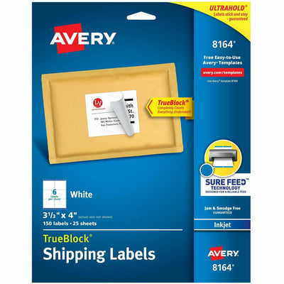 Avery Shipping Labels, Sure Feed, 3-1/3" x 4", 150 White Labels ), 150 / Pack — view 1