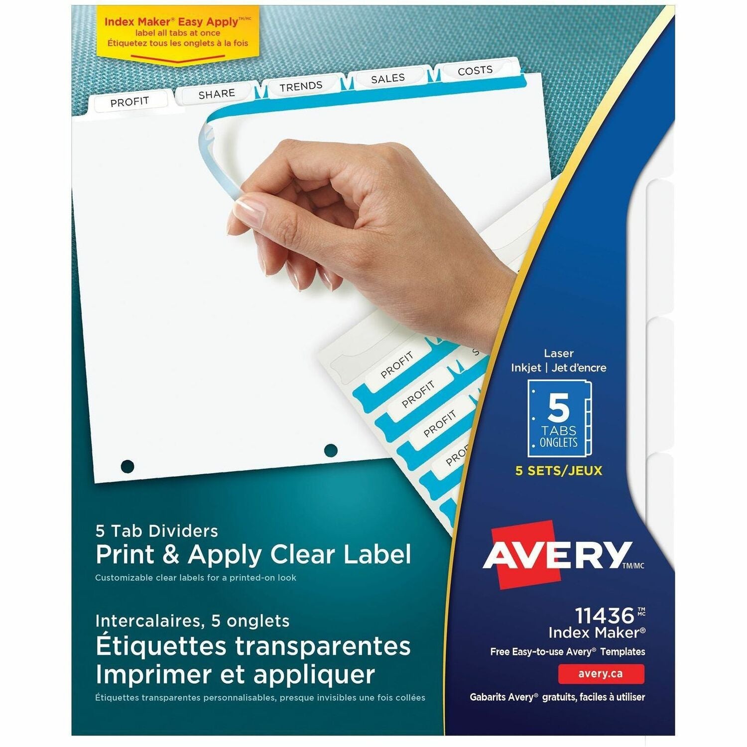 Avery® Print & Apply Clear Label Dividers - Index Maker Easy Apply Label Strip, 1 Pack