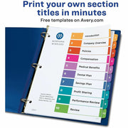 Avery Dividers, 10 Tabs, Ready Index, Multicolor Tabs (11135), 1 Set