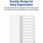 Avery Ready Index® Table of Content Dividers for Laser and Inkjet Printers, 10 tabs, 1 Set