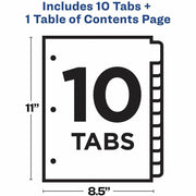 Avery Ready Index® Table of Content Dividers for Laser and Inkjet Printers, 10 tabs, 1 Set