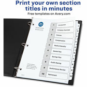 Avery Ready Index® Table of Content Dividers for Laser and Inkjet Printers, 10 tabs, 1 Set