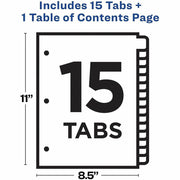 Avery Dividers, 15 Tabs, Ready Index, Multicolor Tabs (11143), 1 Set