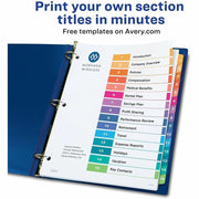 Avery Dividers, 15 Tabs, Ready Index, Multicolor Tabs (11143), 1 Set
