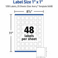 Avery Matte White Square Labels, 1200 / Pack, AVE05658