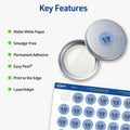 Avery Matte, White, 1" Round Labels, White Matte, 1200 / Pack, AVE05656