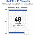 Avery Matte, White, 1" Round Labels, White Matte, 1200 / Pack, AVE05656