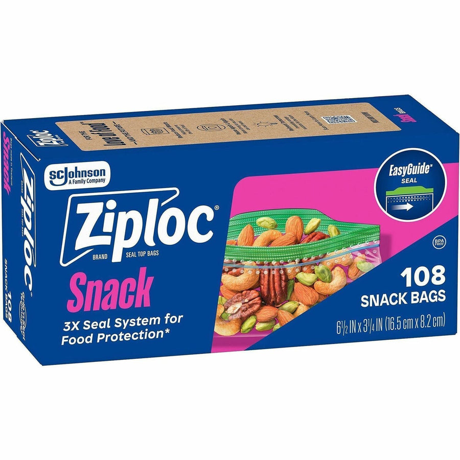 SC Johnson Snack Size Storage Bags, Clear, Plastic, 12 / Carton, SJN383215CT