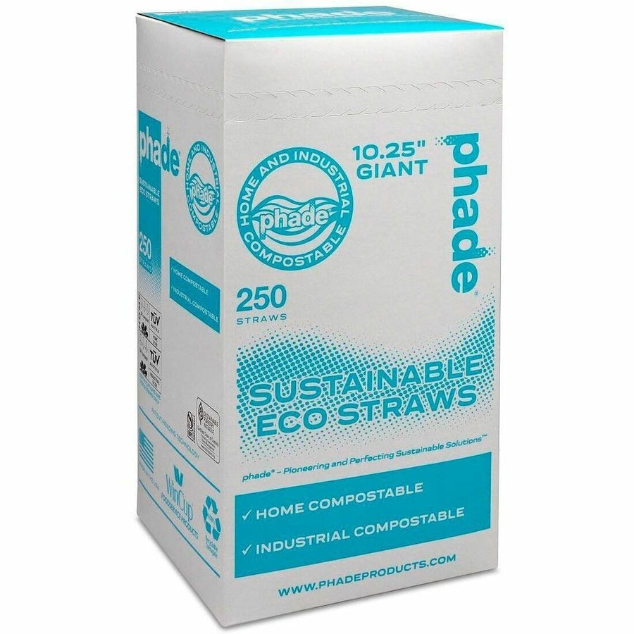 Phade Compostable Straws, Caribbean Blue, Polyhydroxyalkanoate (PHA), Sturdy, 8 / Carton, WCP511179CT