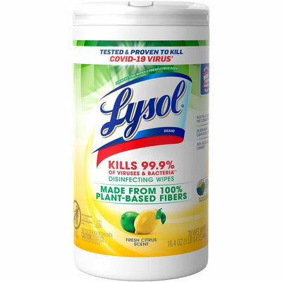 Reckitt Benckiser plc Lysol Plant-Based Fiber Disinfecting Wipes, White, 6 / Carton, RAC49128