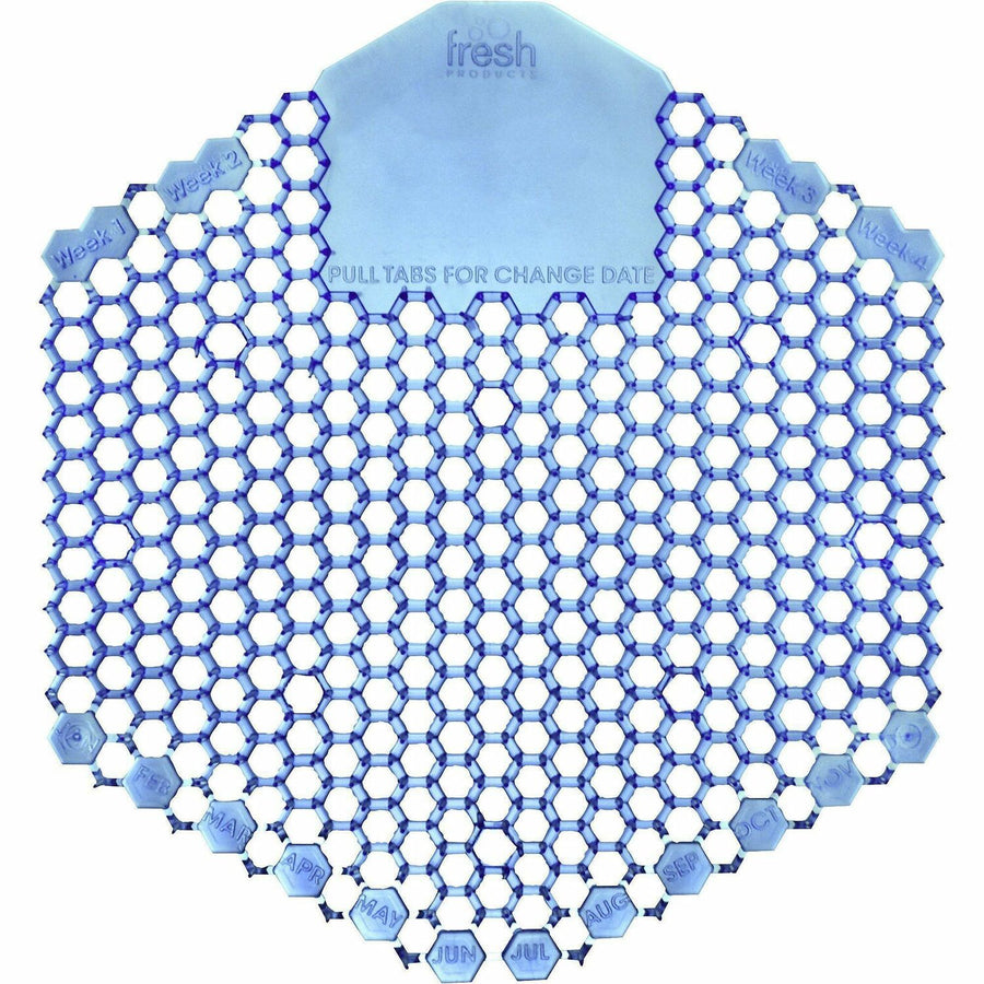 Fresh Products Wave 3D Urinal Screen, 6.5" x 0.7", Light Blue, Vinyl, Anti-splash, 6 / Carton, FRS3WDS60CBLCT