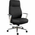 Lorell Fuerte Executive/Conference High-Back Chair with Polished Aluminum Arms, Black, LLR63305