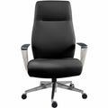 Lorell Fuerte Executive/Conference High-Back Chair with Polished Aluminum Arms, Black, LLR63305